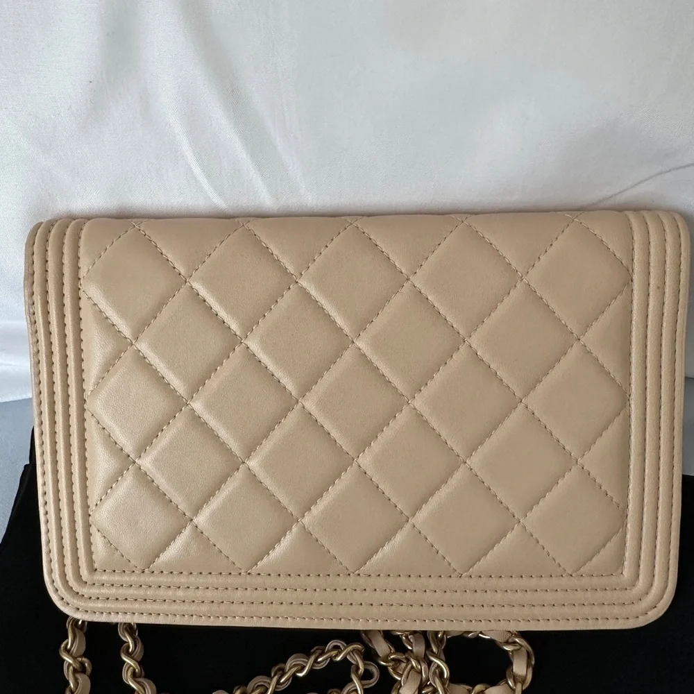 Chanel Boy WoC Wallet on Chain - Beige nude lambskin w/ gold hardware - Picture 5 of 8